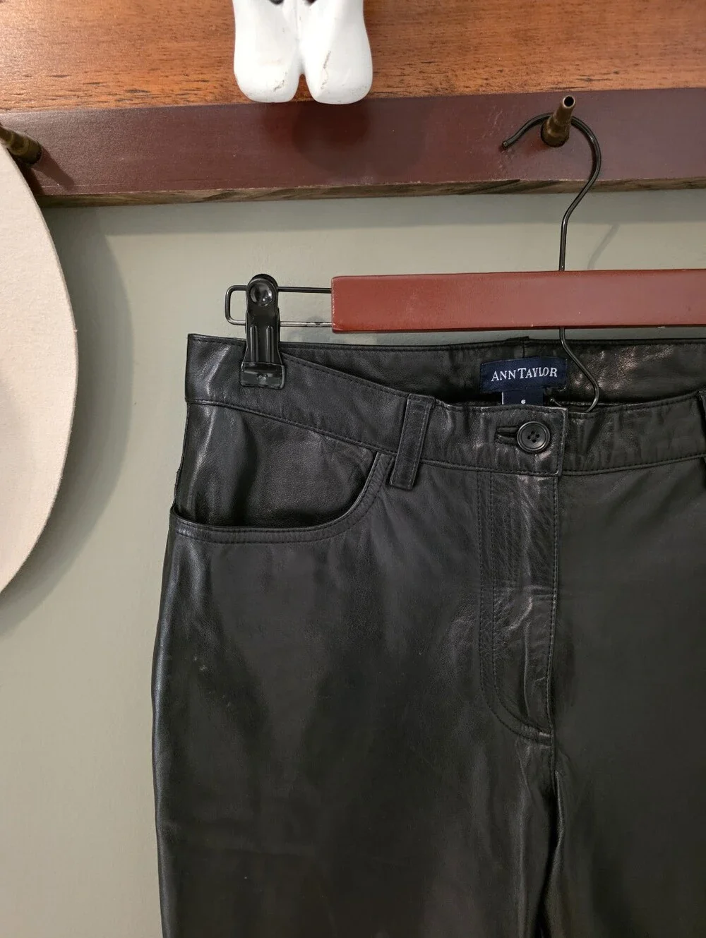 Ann Taylor Vintage Black Leather Pants Size 6